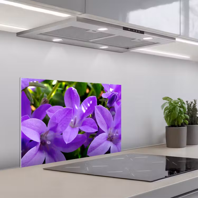 Kitchen splashback for hob - Flowers - Purple - Nature — 1