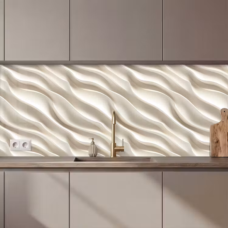Kitchen splashback - Diagonal - Waves - Cream — 1