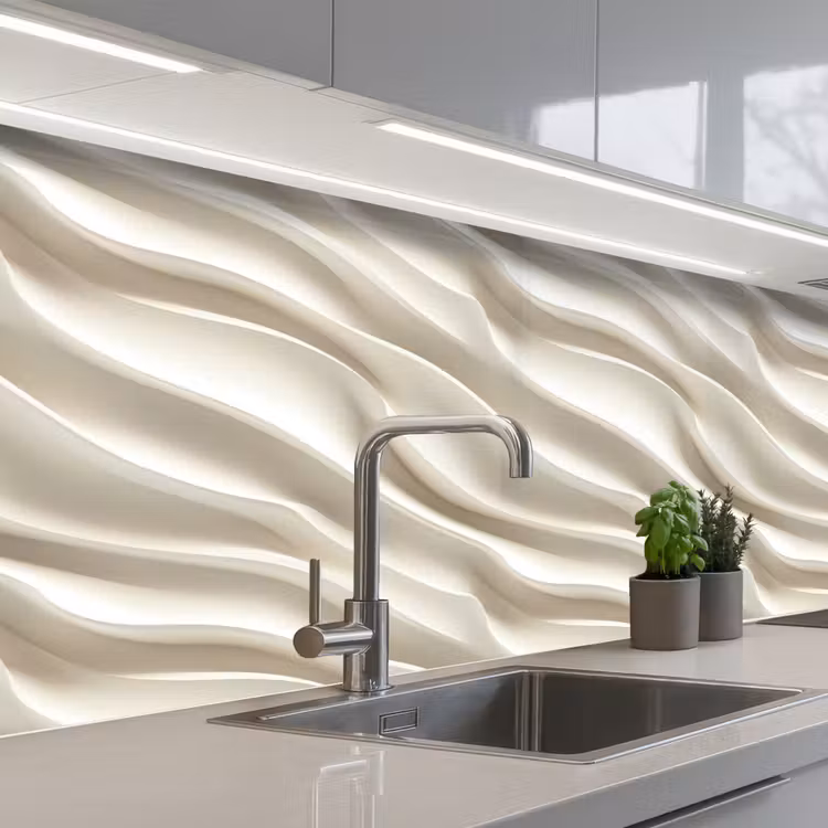 Kitchen splashback - Diagonal - Waves - Cream — 2