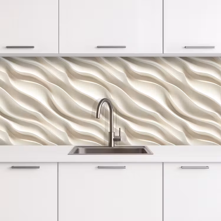 Kitchen splashback - Diagonal - Waves - Cream — 4