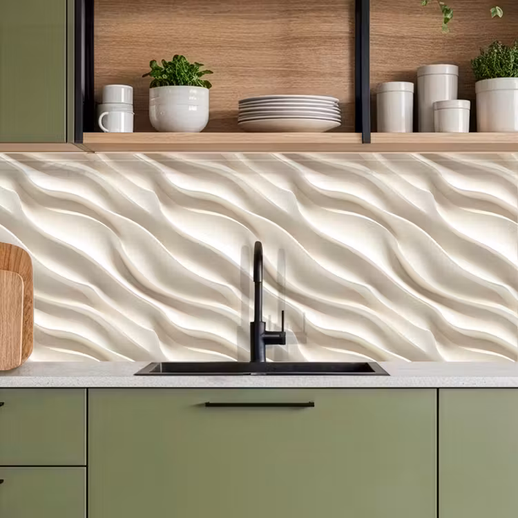 Kitchen splashback - Diagonal - Waves - Cream — 8