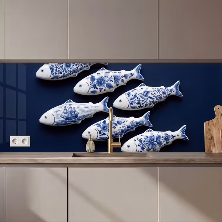 Kitchen splashback - Fish - Delftware - Ceramics — 1