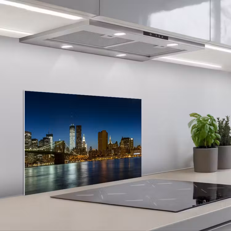 Kitchen splashback for hob - City lights - Evening - Skyline - Bridge — 1