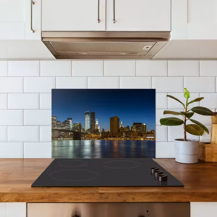 Kitchen splashback for hob - City lights - Evening - Skyline - Bridge — 3