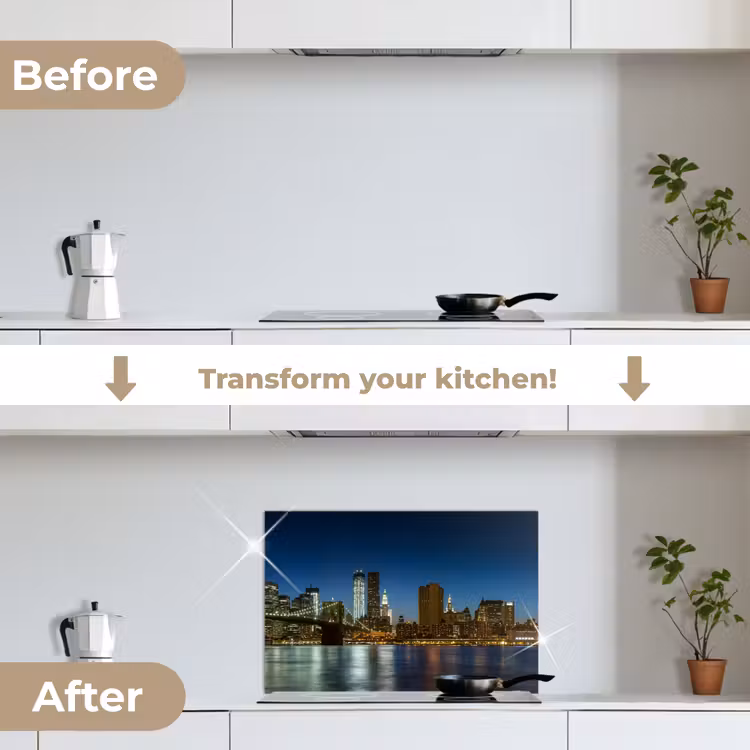 Kitchen splashback for hob - City lights - Evening - Skyline - Bridge — 7
