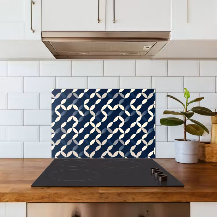 Kitchen splashback for hob - Abstract - Pattern - Blue — 3