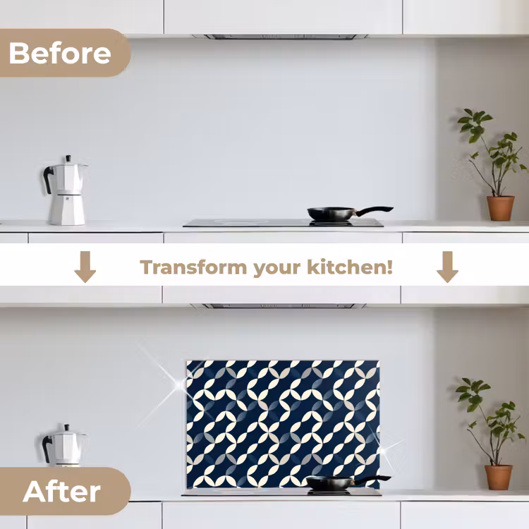 Kitchen splashback for hob - Abstract - Pattern - Blue — 7