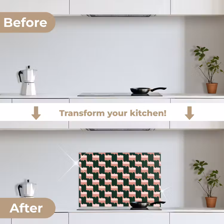 Kitchen splashback for hob - Braid pattern - Green - Pink - Geometric — 7