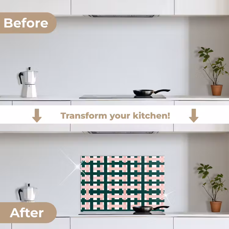 Kitchen splashback for hob - Braid pattern - Green - Pink - Graphic — 7
