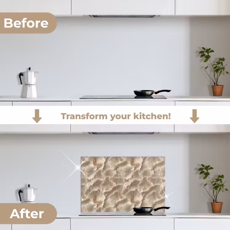 Kitchen splashback for hob - Fan textures - Beige - Fiber texture — 7