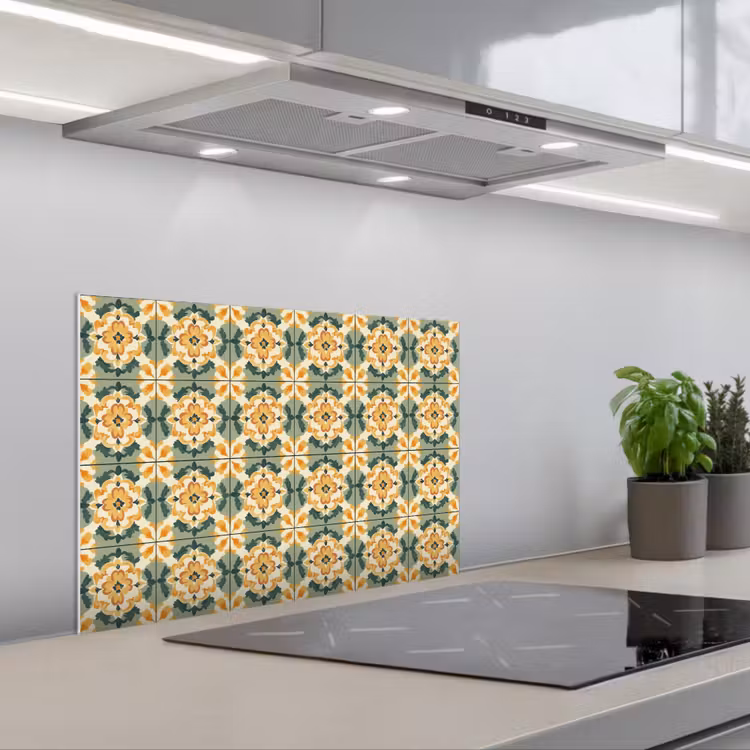 Kitchen splashback for hob - Ceramics - Weathered - Colorful — 1