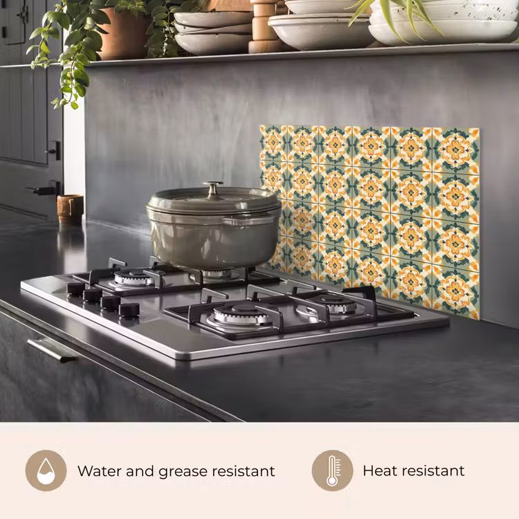 Kitchen splashback for hob - Ceramics - Weathered - Colorful — 2
