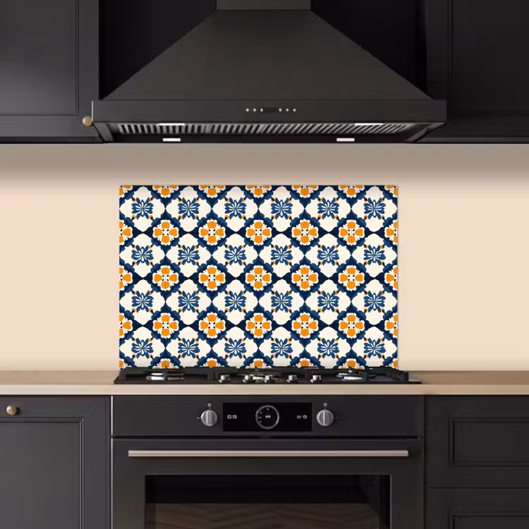 Kitchen splashback for hob - Classic - Geometric - Blue — 5