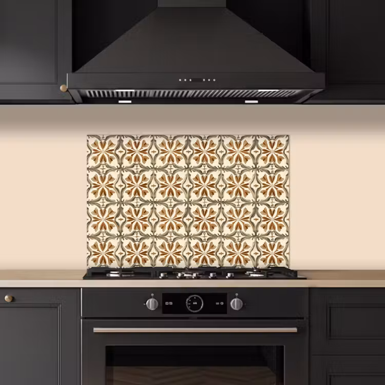 Kitchen splashback for hob - Decorative tile - Pattern - Brown — 5
