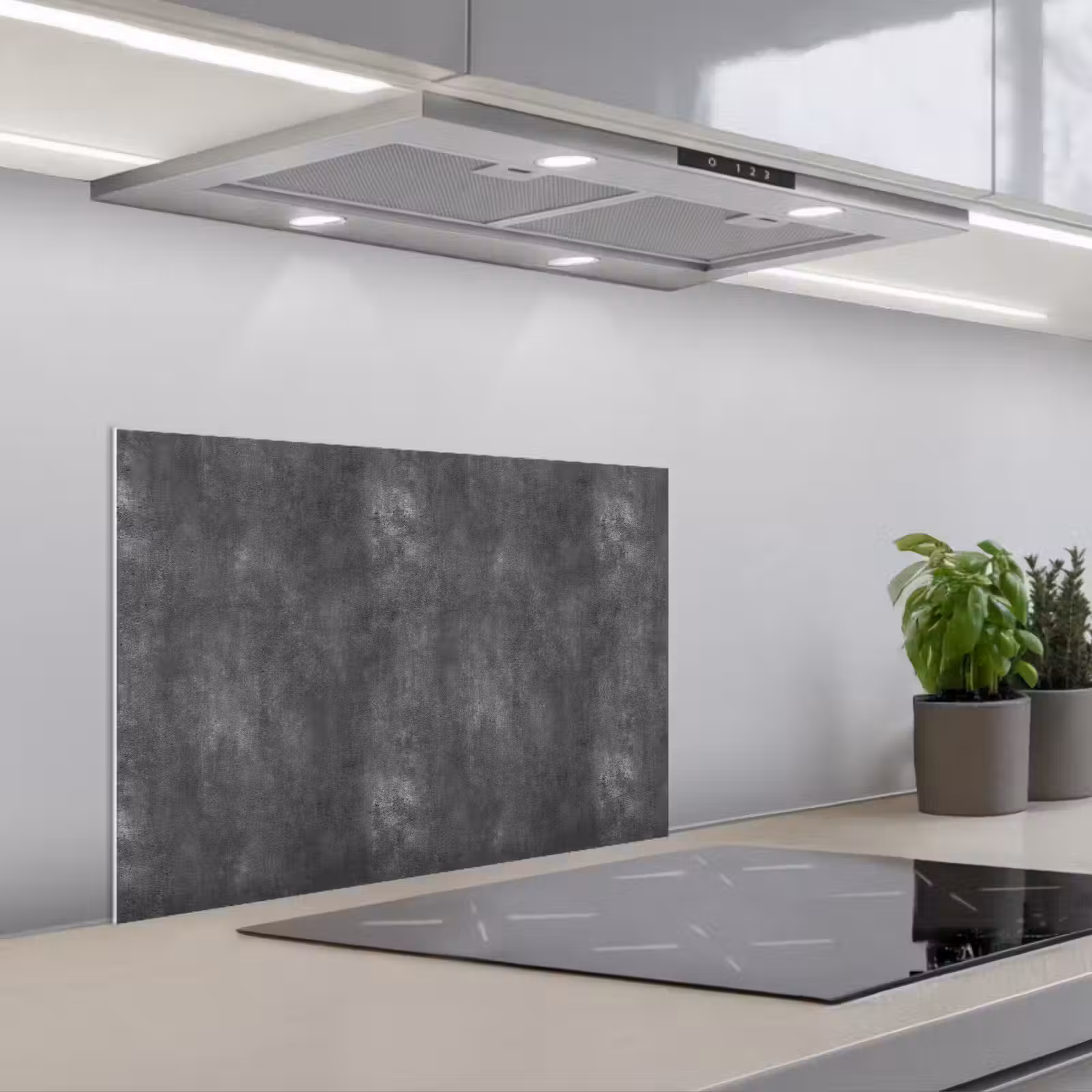 Kitchen splashback for hob - Dark gray - Rough - Concrete — 1