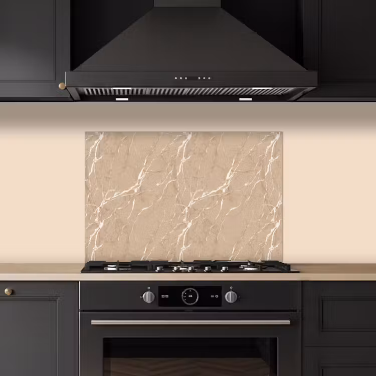 Kitchen splashback for hob - Beige - Marble - Organic - White — 5