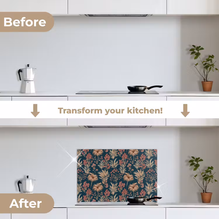 Kitchen splashback for hob - Botanical - Pattern - Blue — 7