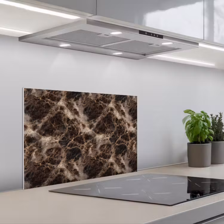 Kitchen splashback for hob - Brown - Gold - Marble — 1