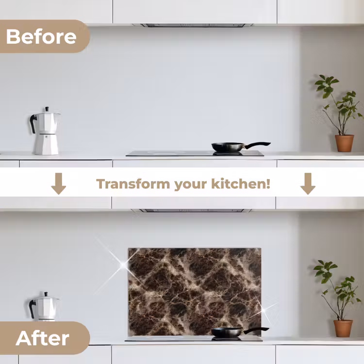 Kitchen splashback for hob - Brown - Gold - Marble — 7