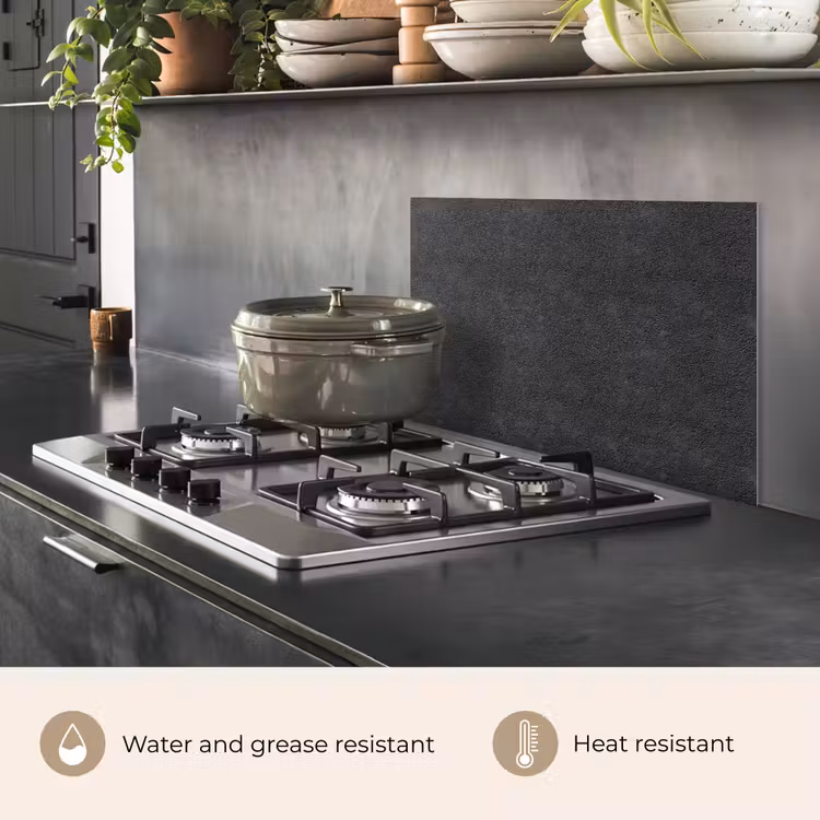 Kitchen splashback for hob - Dark gray - Asphalt texture - Rough — 2