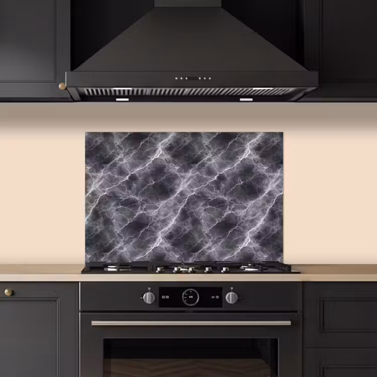 Kitchen splashback for hob - Dark gray - Lightning - Marble — 5