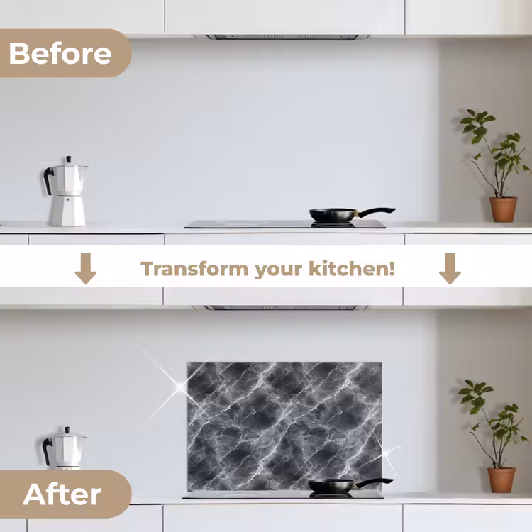 Kitchen splashback for hob - Dark gray - Lightning - Marble — 7