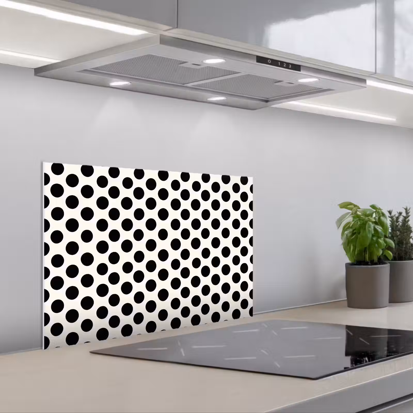 Kitchen splashback for hob - Classic - Dots - Black — 1