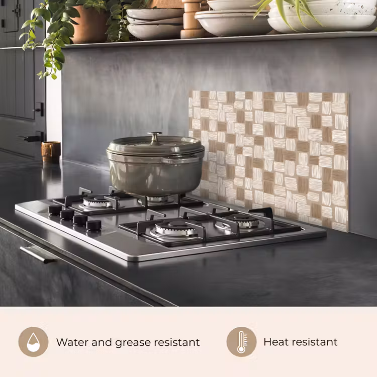 Kitchen splashback for hob - Block - Pattern - Brown — 2