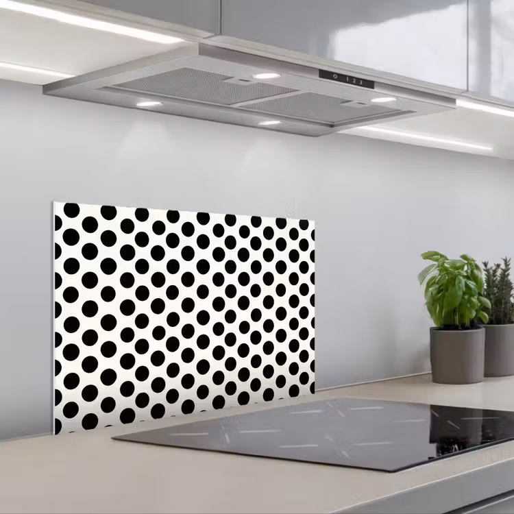Kitchen splashback for hob - Classic - Dots - Black — 1