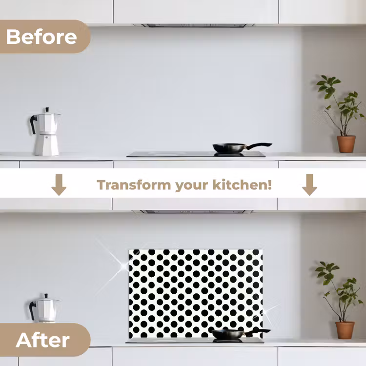 Kitchen splashback for hob - Classic - Dots - Black — 7