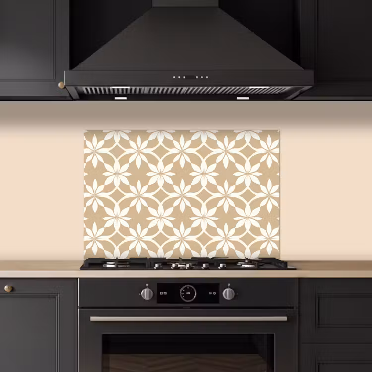Kitchen splashback for hob - Flowers - Pattern - Beige — 5