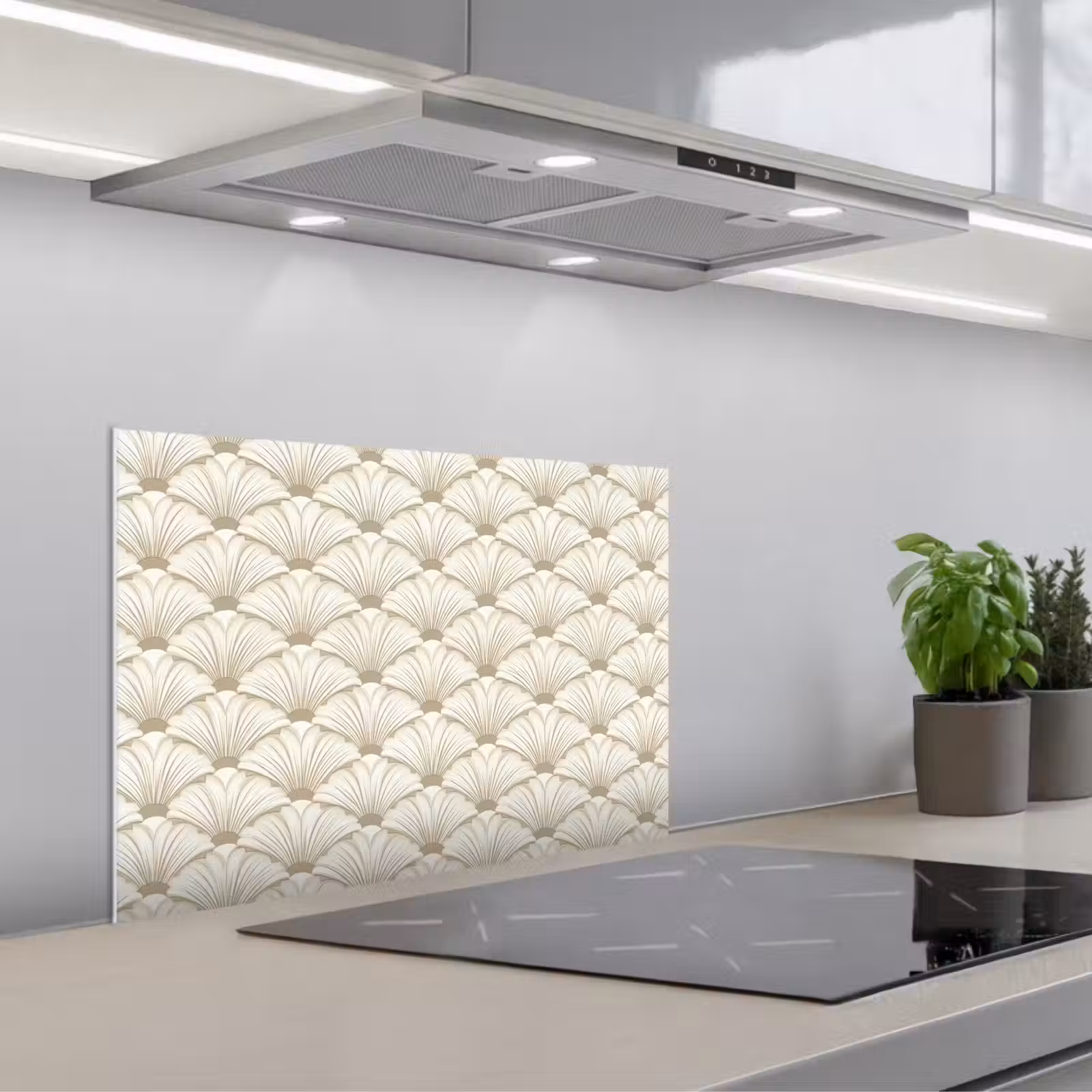 Kitchen splashback for hob - Classic - Art - Beige — 1