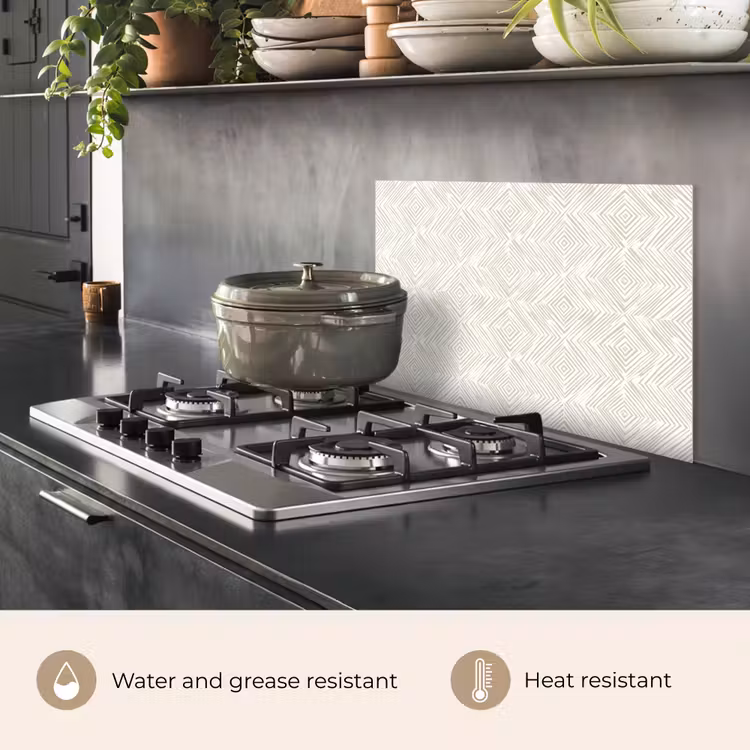 Kitchen splashback for hob - Abstract - Diamonds - Beige — 2