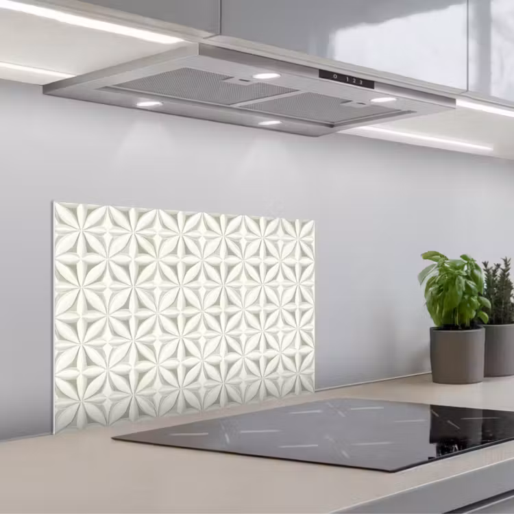 Kitchen splashback for hob - Abstract - Texture - Gray - White — 1