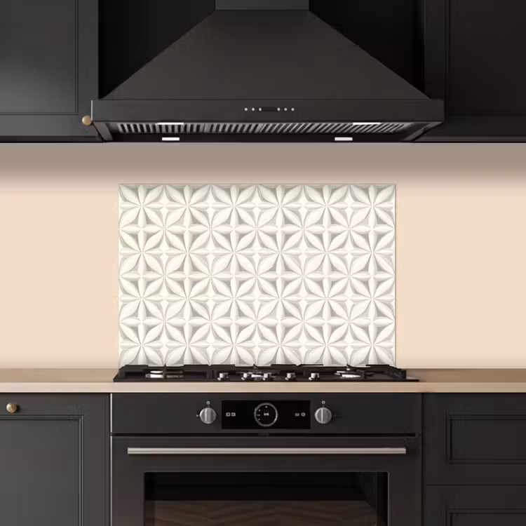 Kitchen splashback for hob - Abstract - Texture - Gray - White — 5