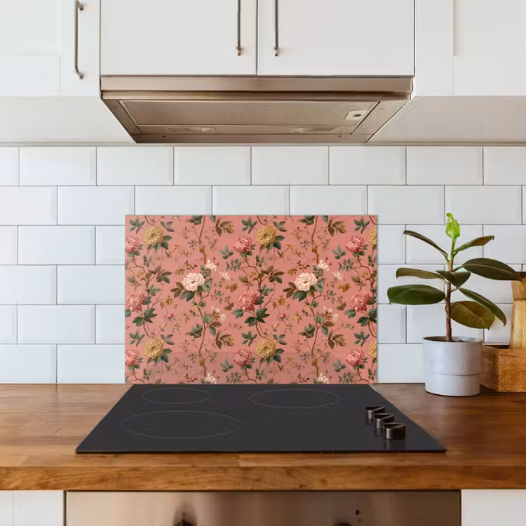 Kitchen splashback for hob - Classic - Botanical - Pink — 3