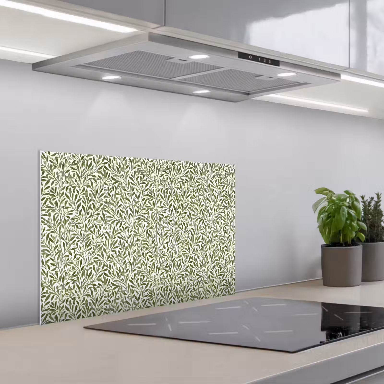 Kitchen splashback for hob - Botanical - Branches - Green — 1