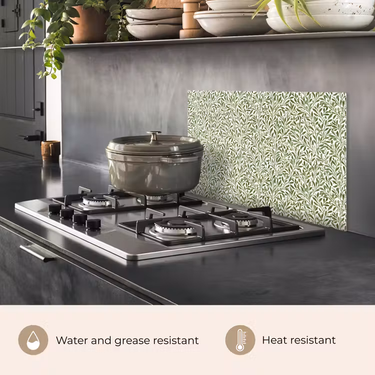 Kitchen splashback for hob - Botanical - Branches - Green — 2