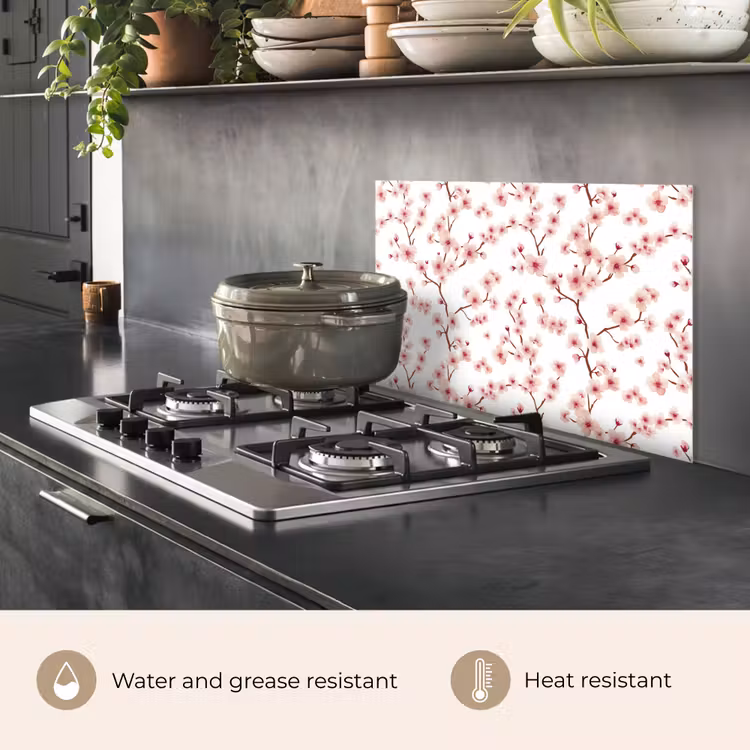 Kitchen splashback for hob - Cherry Blossom - Branches - Pink — 2