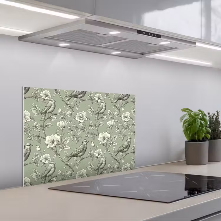 Kitchen splashback for hob - Classic - Botanical - Green — 1