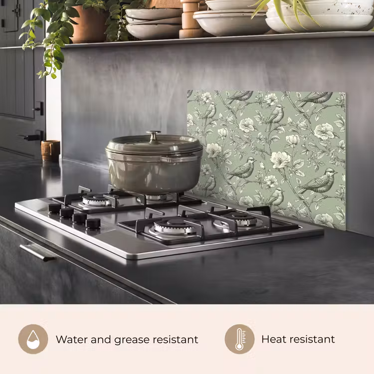 Kitchen splashback for hob - Classic - Botanical - Green — 2