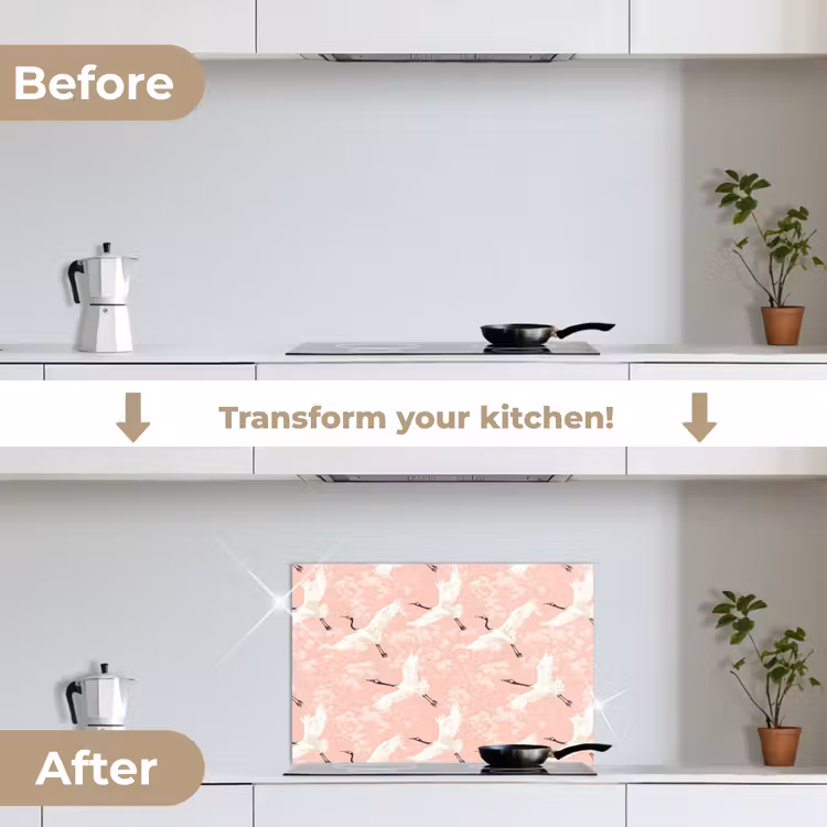 Kitchen splashback for hob - Crane - Blossom - Pink — 7