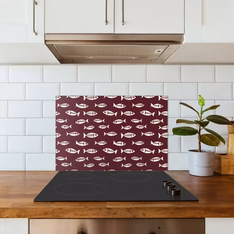 Kitchen splashback for hob - Fish - Graphic - Pattern - Dark — 3
