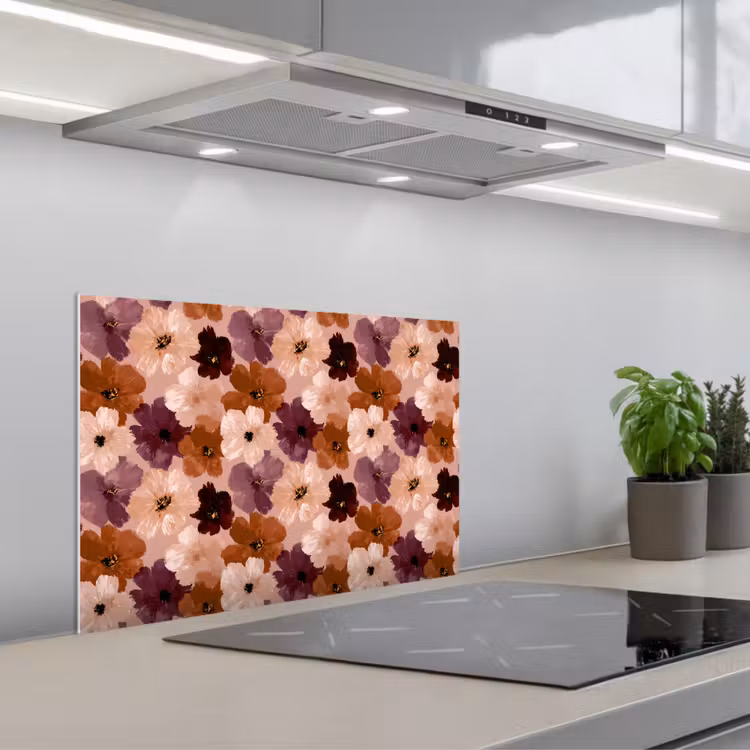 Kitchen splashback for hob - Flowers - Abstract - Earth tones — 1
