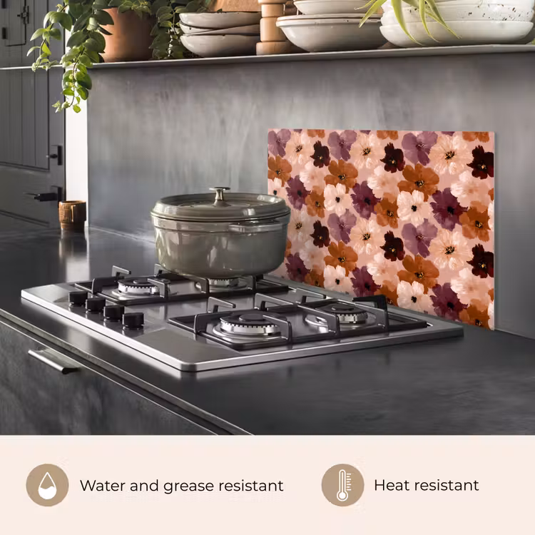 Kitchen splashback for hob - Flowers - Abstract - Earth tones — 2