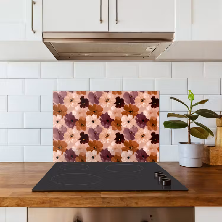 Kitchen splashback for hob - Flowers - Abstract - Earth tones — 3