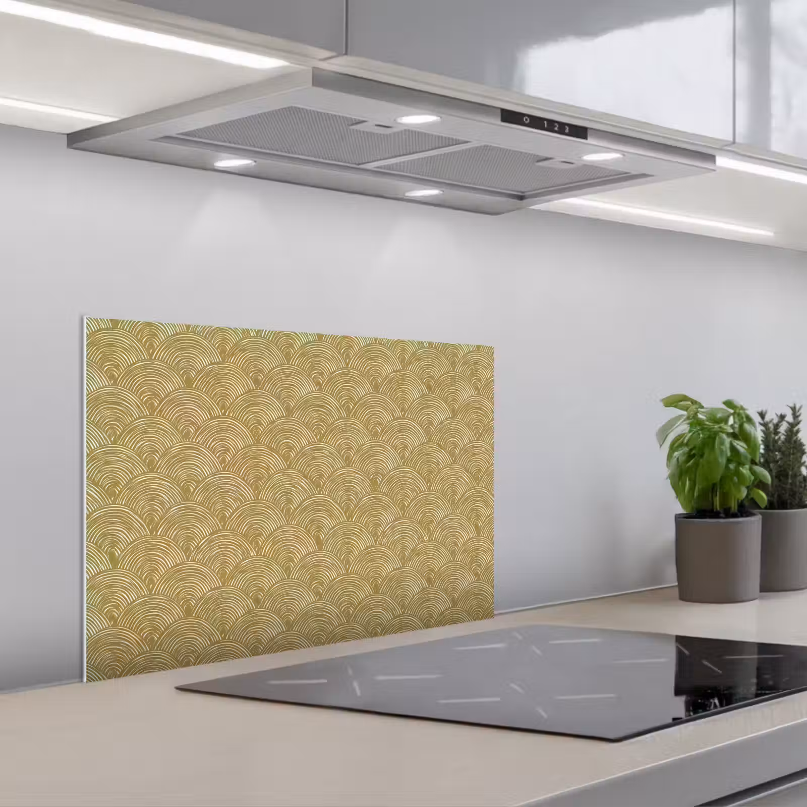 Kitchen splashback for hob - Fan - Geometric - Green — 1