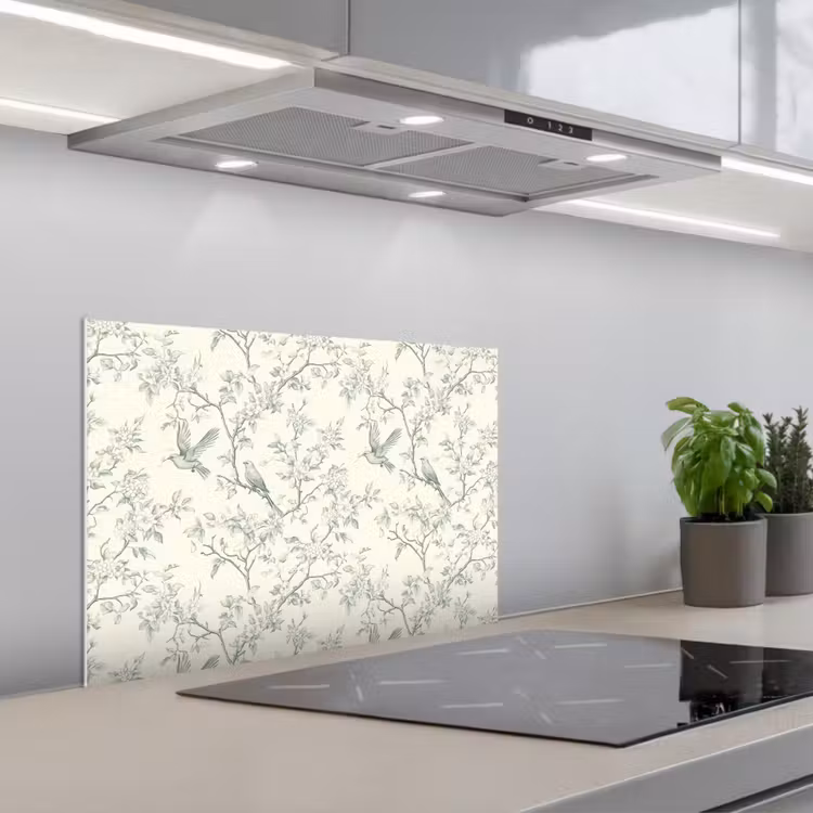 Kitchen splashback for hob - Classic - Birds - Green — 1
