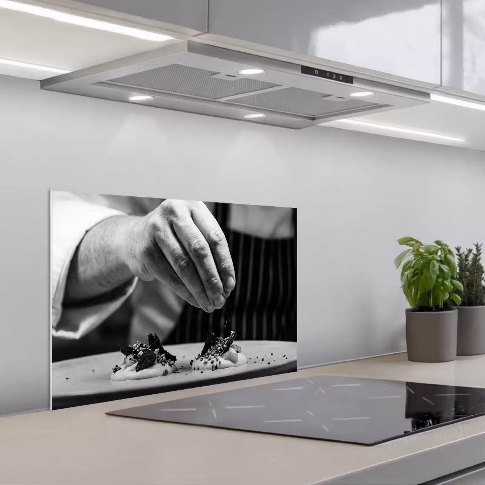 Kitchen splashback for hob - Chef - garnish - dish — 1