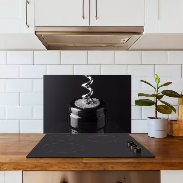 Kitchen splashback for hob - Corkscrew - Wine - Black - White — 3